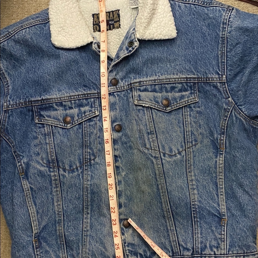 Attrak Denim Sherpa Jacket Vintage Mens Size Large - Picture 11 of 12